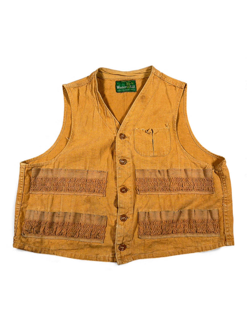Vintage Montgomery Ward Hunting Vest Adult MEDIUM Brown Duck Canvas Heritage 50s